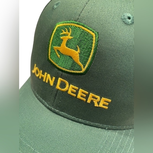John Deere Hat Green Embroidered Logo Adjustable 5 Panel Baseball Cap Brand New - Picture 2 of 10